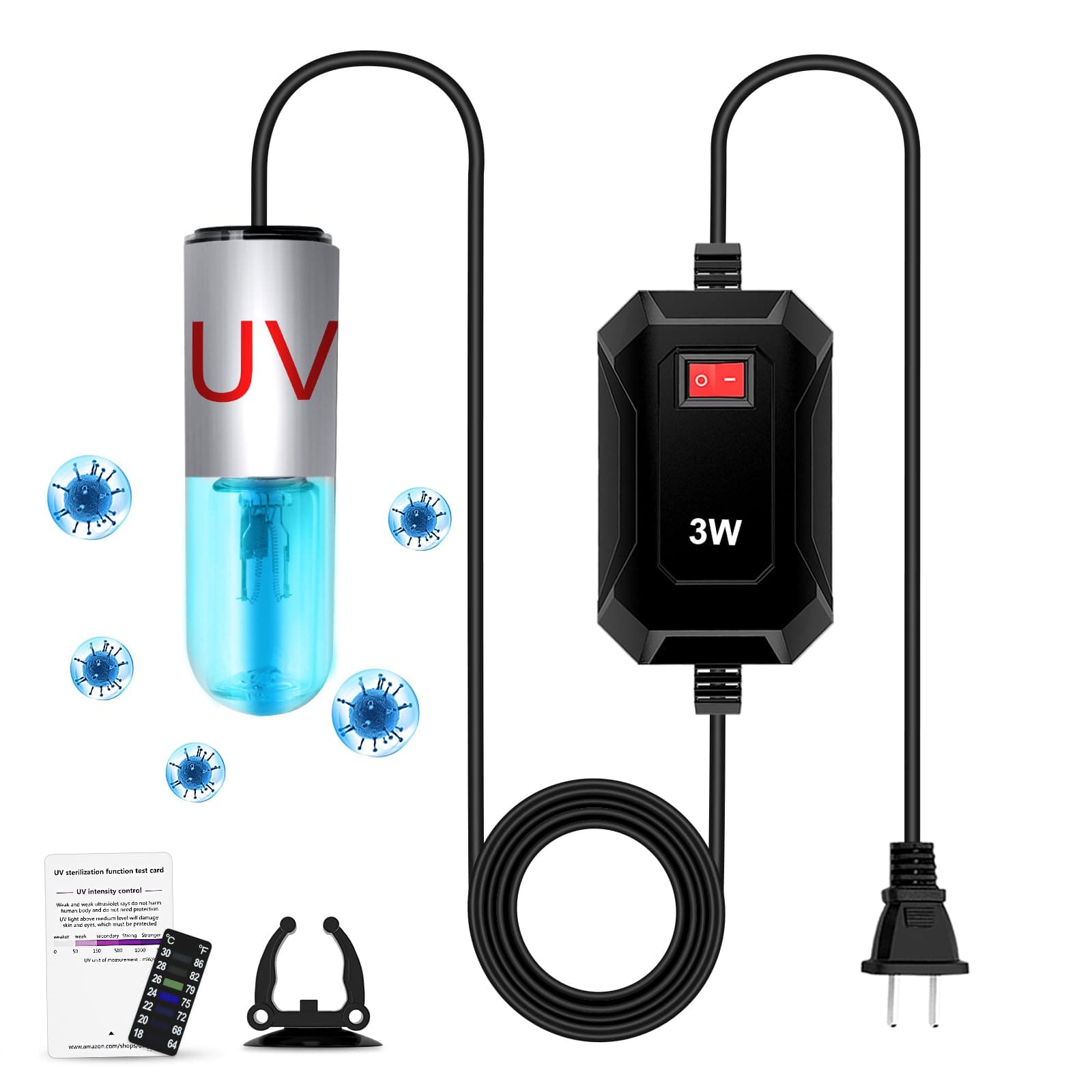 TAISHAN 3W Mini Aquarium Algae Removal Light With Timer, Waterproof Green Clear Light for Fish Tank, Pond, Swimming Pool