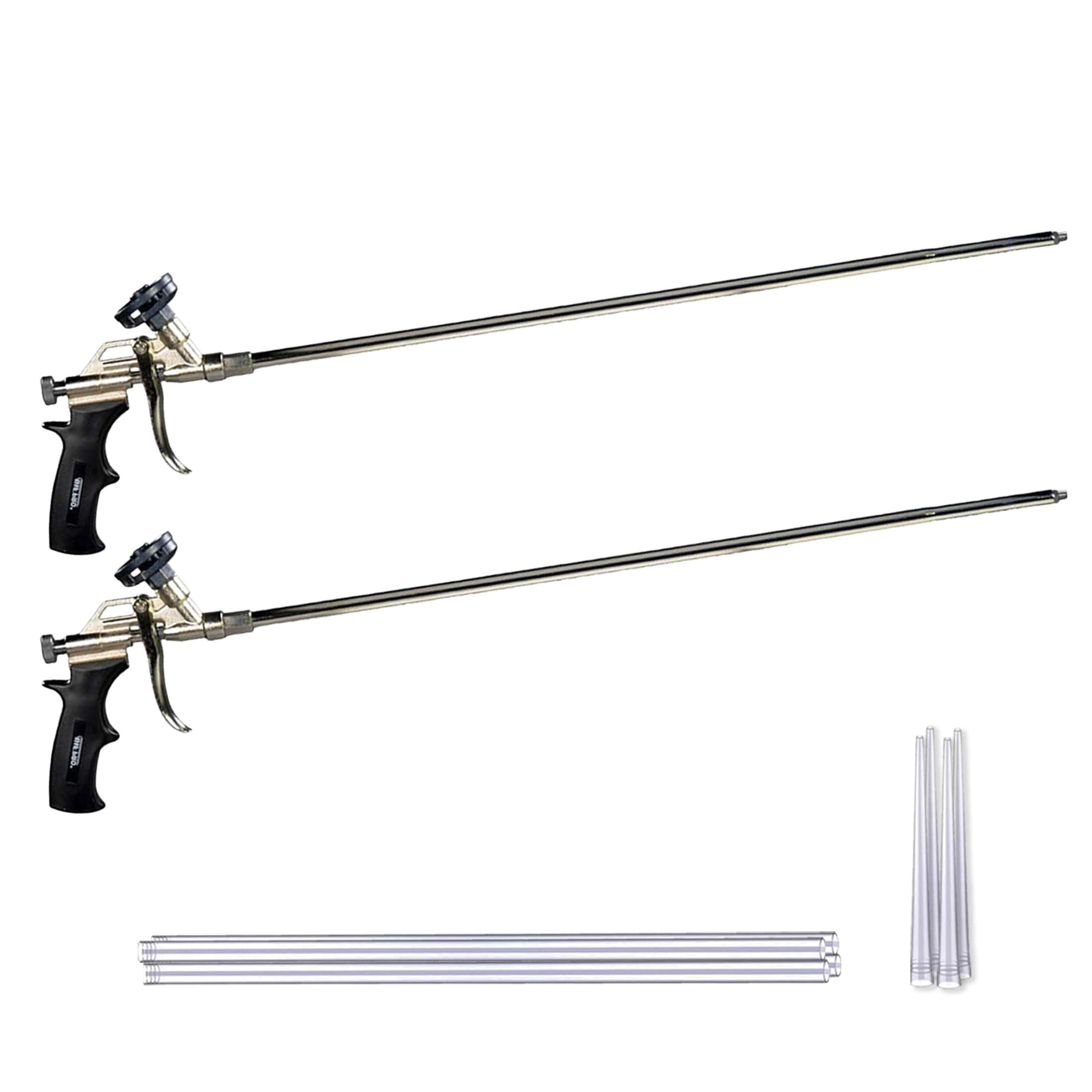 Spray Foam Gun 2' Long Nozzle, High Precision, Adjustable Flow Control, Contractor-Grade Pro Applicator for Insulating Foam Sealant, Pack of 2
