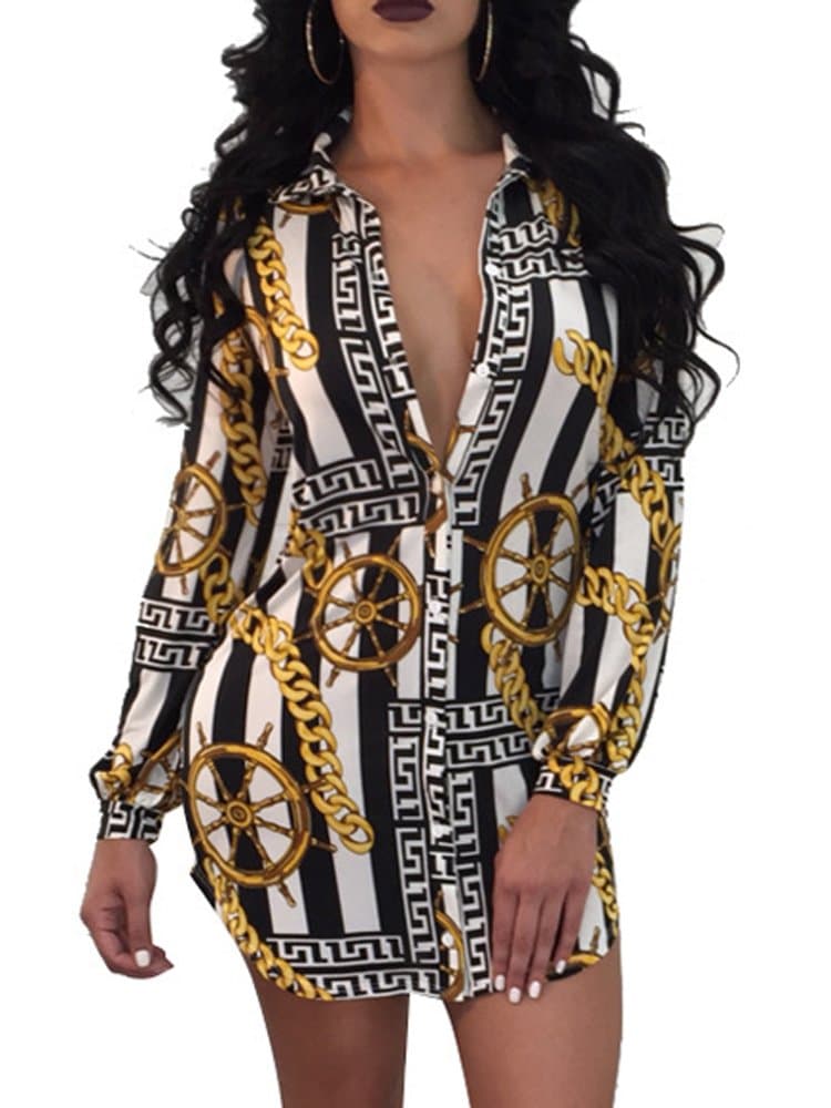 Women's Sexy Long Sleeve Collar Shirt Dress Faux Wrap V Neck Mini Dresses Casual Loose Blouses Dressy Tops