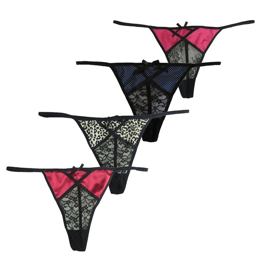 MIERSIDE Sexy Lace G-String Thong Panty Underwear Pack of 4