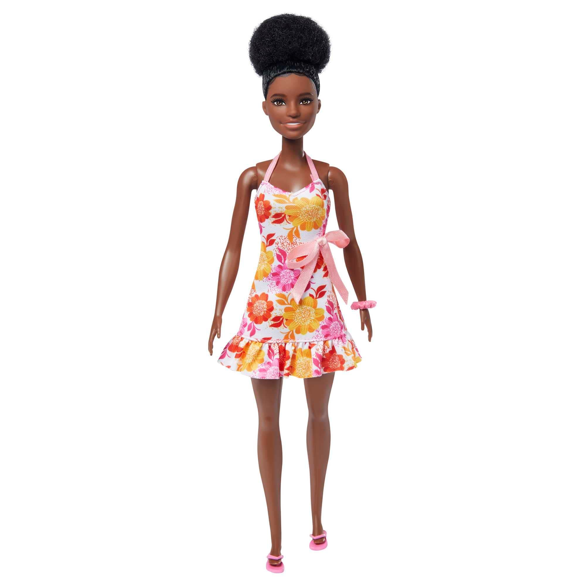 Barbie Loves the Ocean Doll with Natural Black Hair Wearing Pineapple Dress & Accessories, Fashion Doll & Clothes Made from Recycled Plastics