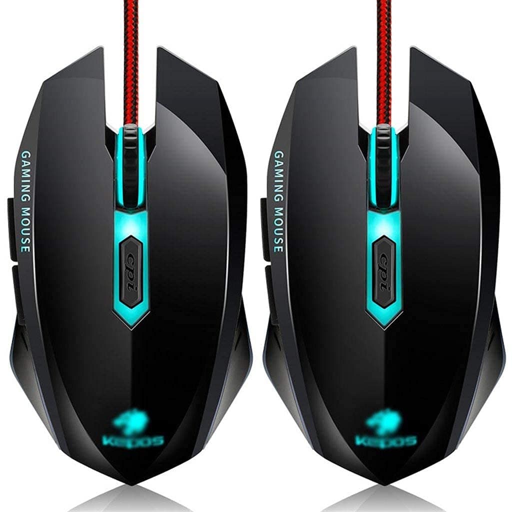 DAGUAI Mice Wired Gaming Mouse USB Mechanical Computer Mice FEEL 3200 DPI 7.Mechanical Buttons RGB.Backlit Lights for Pc Gamer Pack of 2 (Color: Black)