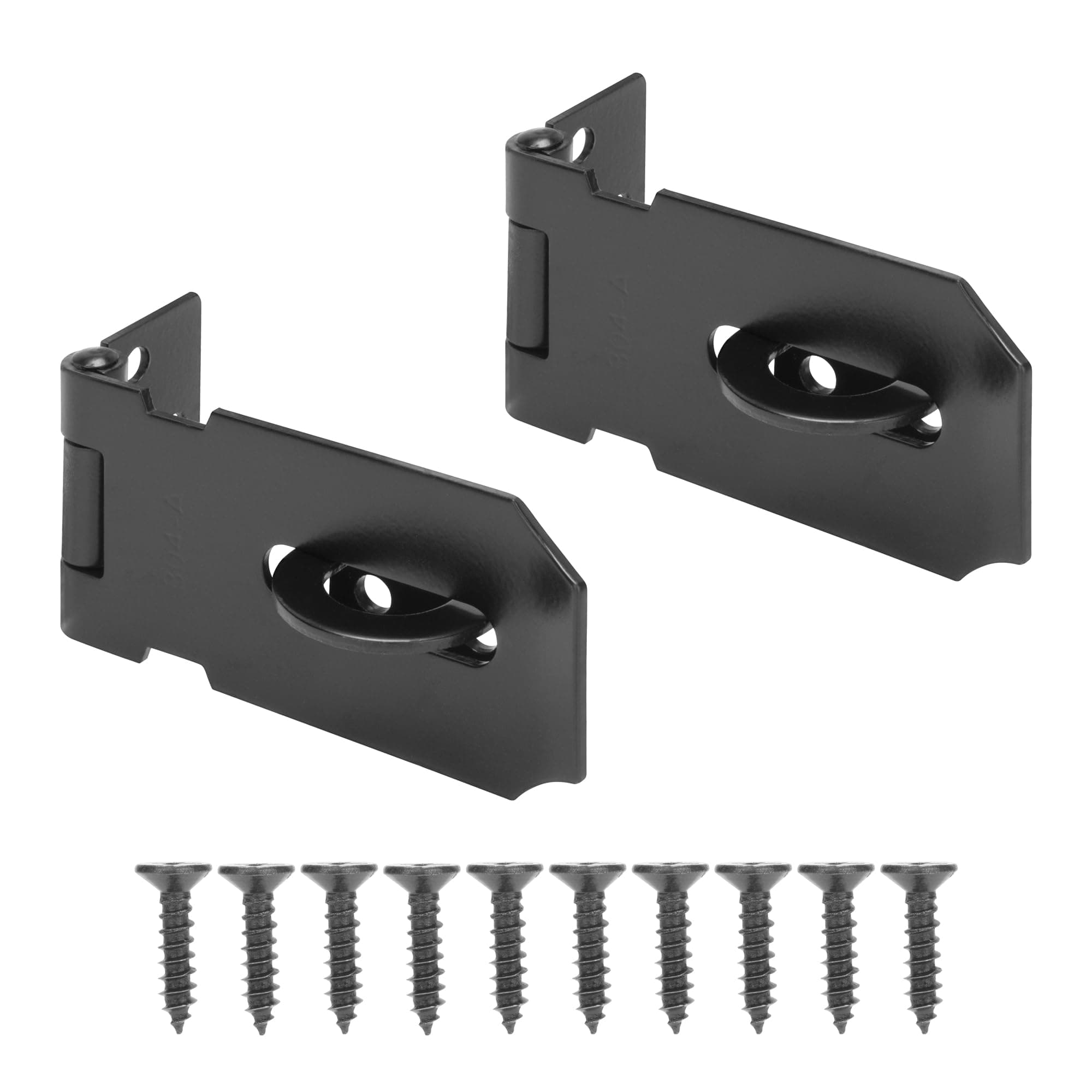 3" Door Padlock Safety Hasp Latch 2 Pcs, Door Hasp Clasp Lock Gate Shed Hasp Latch Lock for Door Window Cabinet Pet Cage Toolbox Shed Fence, 304 Stainless Steel, Matte Black Finish