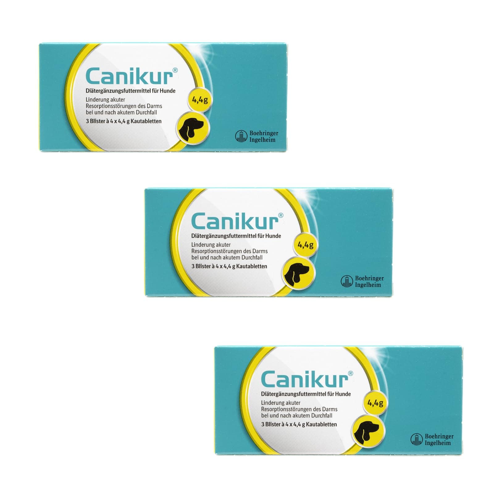 Boehringer Ingelheim Canikur | Pack of 3 | 3 x 3 x 4 Chewable Tablets | Dietary Supplement Food for Dogs | For Regulating Intestinal Function in Diarrhoea Diseases of Dogs