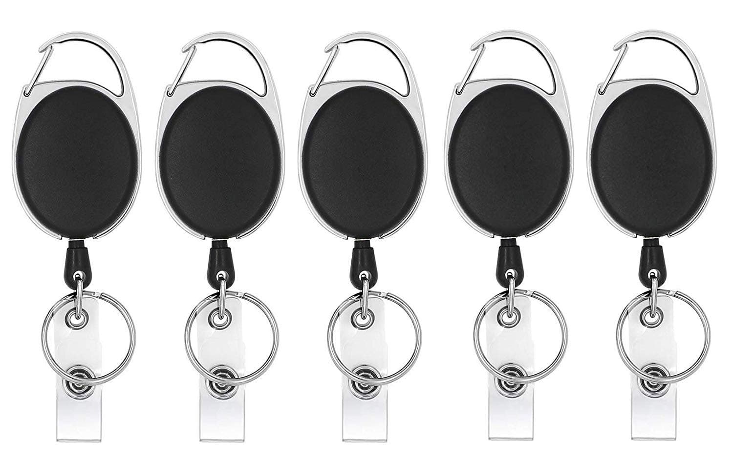 Hotrate Professional Heavy Duty Retractable ID Badge Holder Carabiner/Key Reel Clip with Retractable Kevlar Cord s2