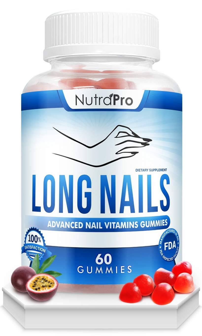 Nail Growth Vitamins for Stronger Nail - No More Chipped Nails.Nail Strengthener and Growth Supplement Gummies – Grow Strong Long Nails with Biotin and Collagen Gummies.