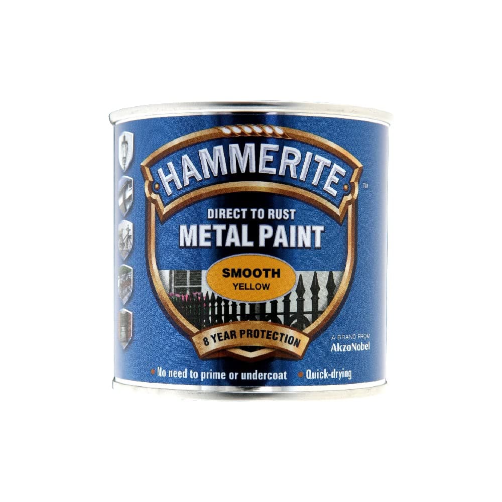 250 ML, Smooth Yellow : Hammerite 5084874 Metal Paint: Smooth Yellow 250ml