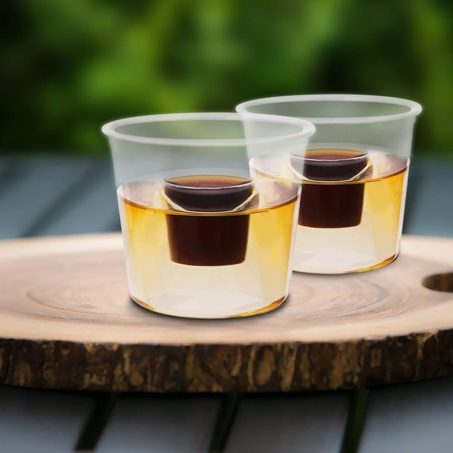 HOT BARGAINS 100 Clear Plastic Jager Bomb Shot Glasses, 25ml Shot with 100ml Chaser, Reusable