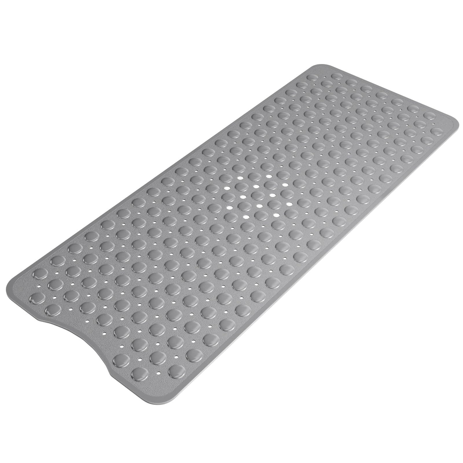 Shower Mat Non Slip 40 x 16 Inches, Shower Stall Mats with Suction Cups and Drain Holes, Non Slip Bath Mat for Tub for Elderly & Kids, Grey