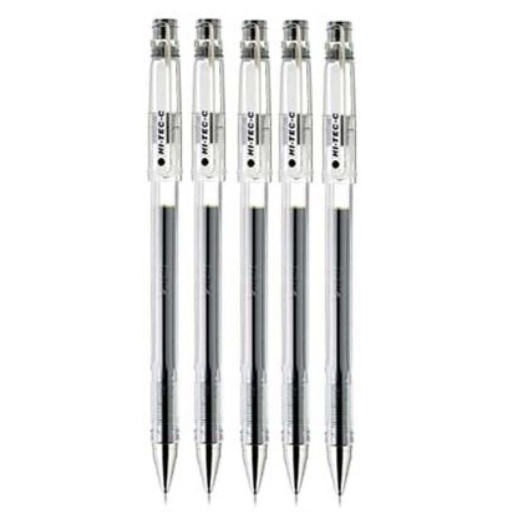 Hi-Tec-C 05 Gel Ink Pen, Fine Point 0.5mm, Black Ink, LH-20C5, Value Set of 5