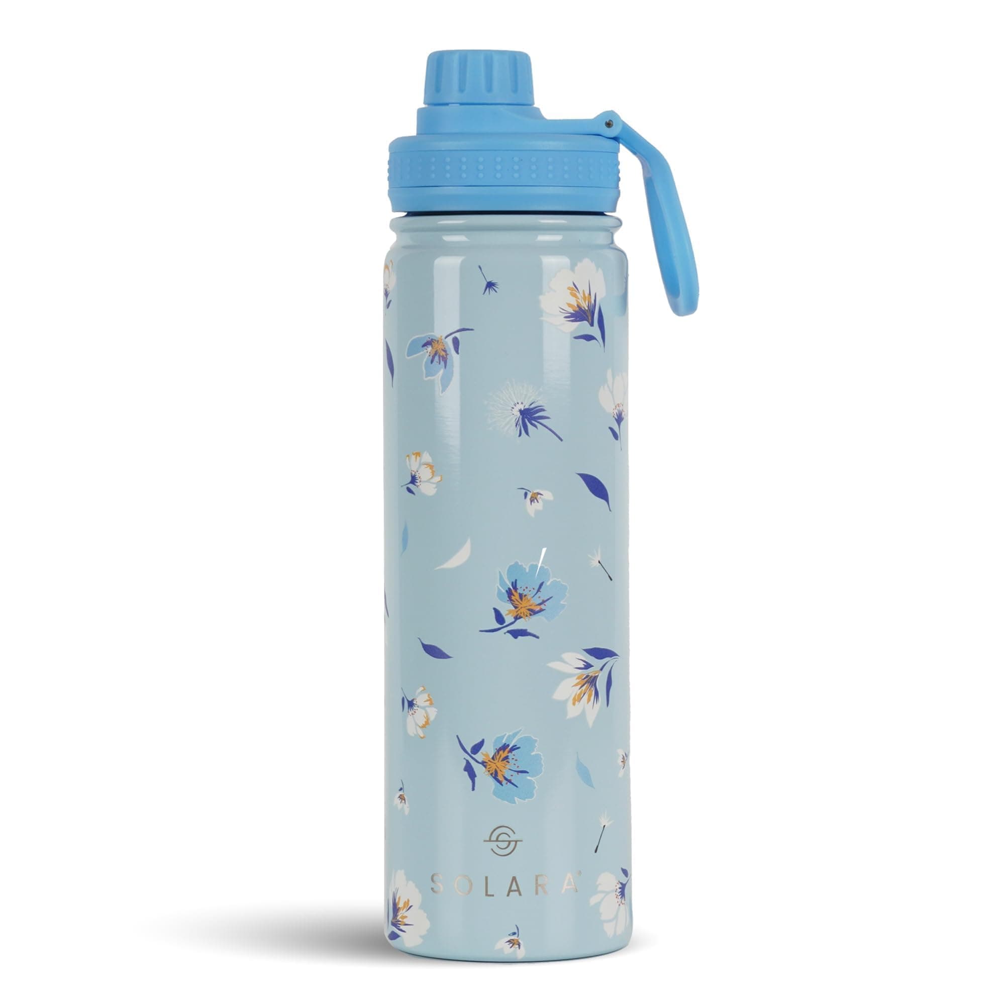 SOLARA Insulated Water Bottle 650ml, Hot Water Bottle, Thermosteel Water Bottles for Travel, Home, Office, School, Gym, Adults, Water Bottle Hot and Cold, Sipper Bottle, Blue Blossoms