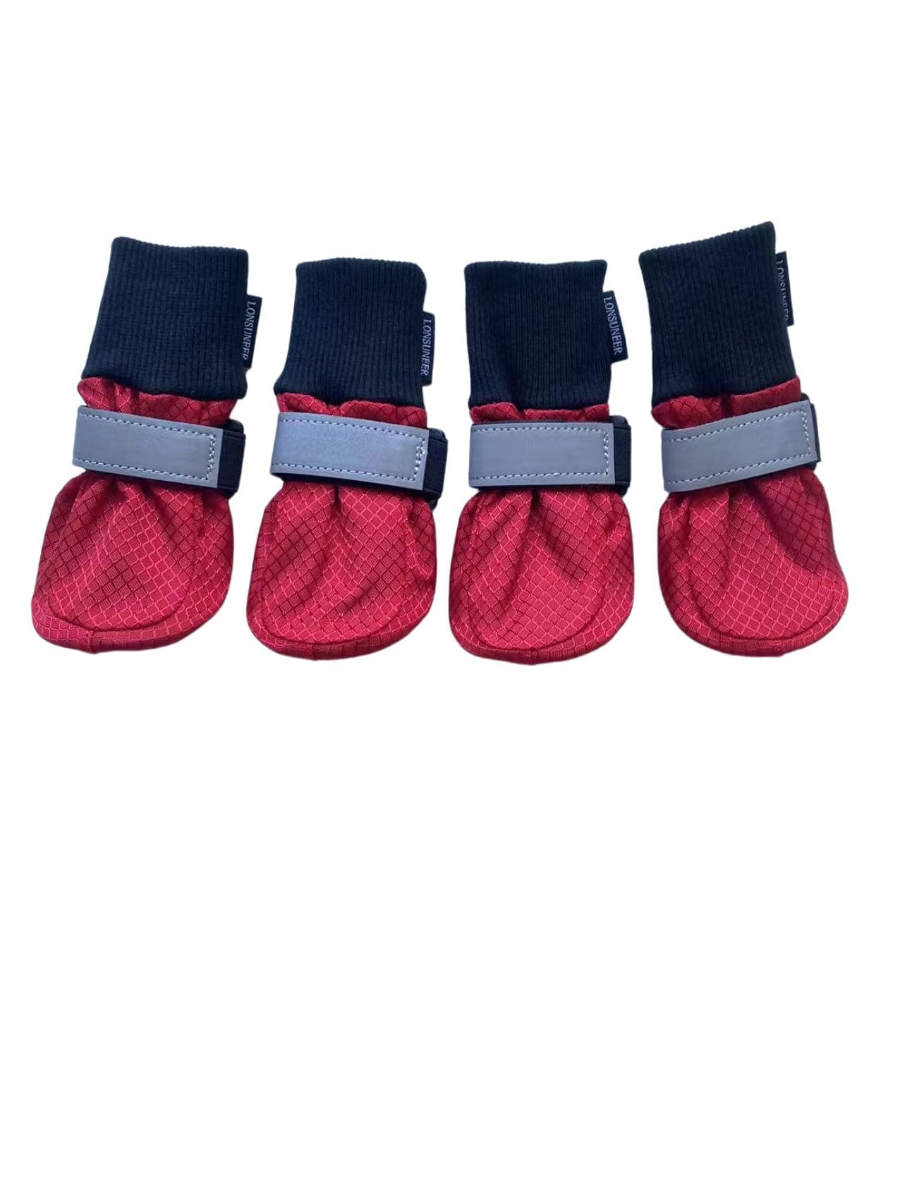 Winter Paw Protector Dog Boots Waterproof Soft Sole and Nonslip Set of 4 Color Red Size X-Small