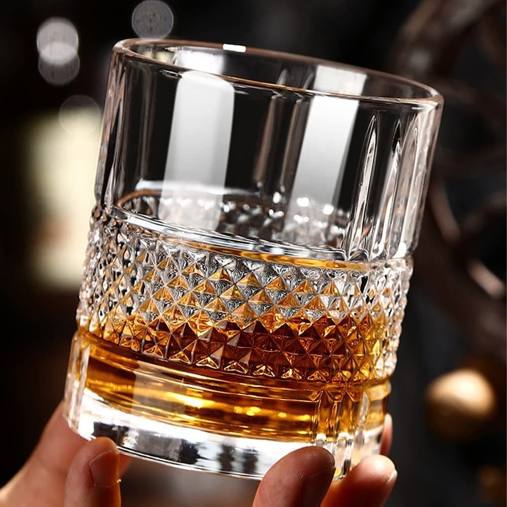 Italian Premium Whiskey Glass | Clear Crystal Whiskey Glass | 300 ML | Set of 4 (BHM)