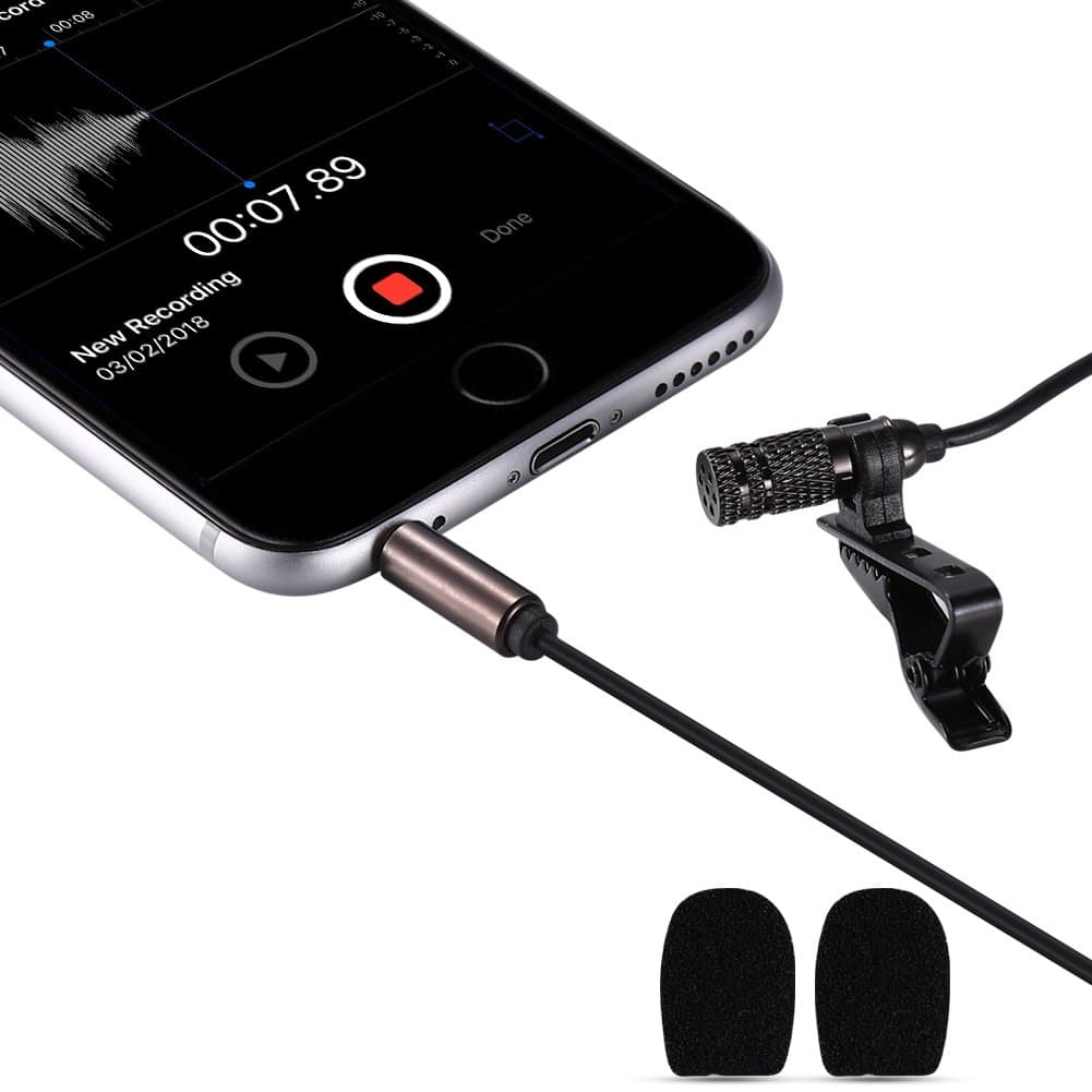 Convoice Pro Mobile Stereo Lavalier Omnidirectional Microphone,3.5mm 3 Pin TRS Connector Condenser Lapel Mic for DSLR Camera,Camcorder,Voice Recorder,iPhone