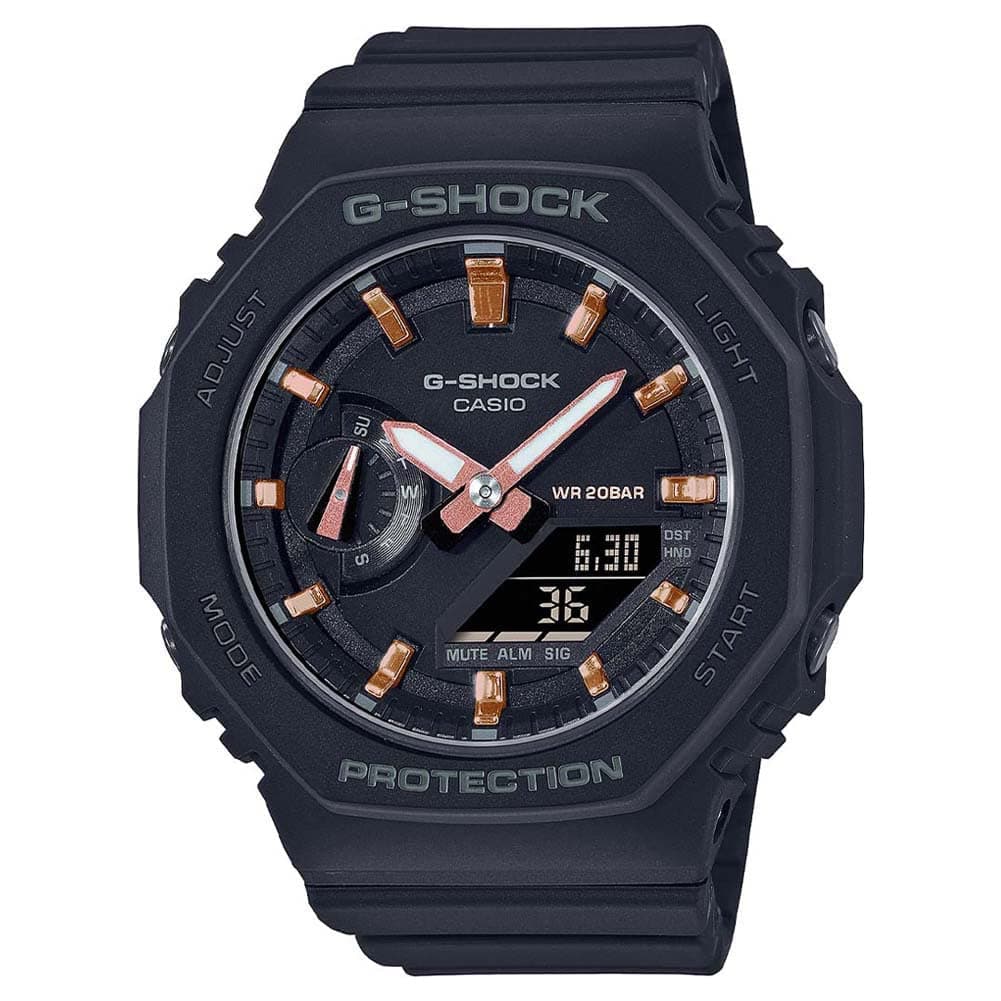G-Shock GMA-S2100-1ADR Multi-Function Watch with Plastic Strap for Men, Black/Black