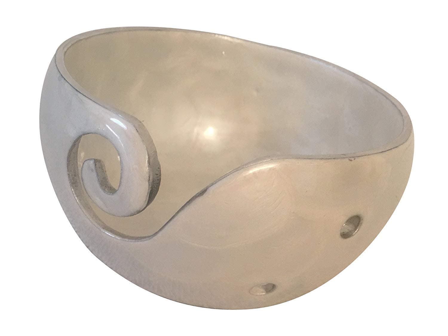 Metal Yarn Bowl Holder - Knitting Bowl With Holes Storage - Crochet Yarn Holder Bowl - Perfect For Any Gift! (Pearl)