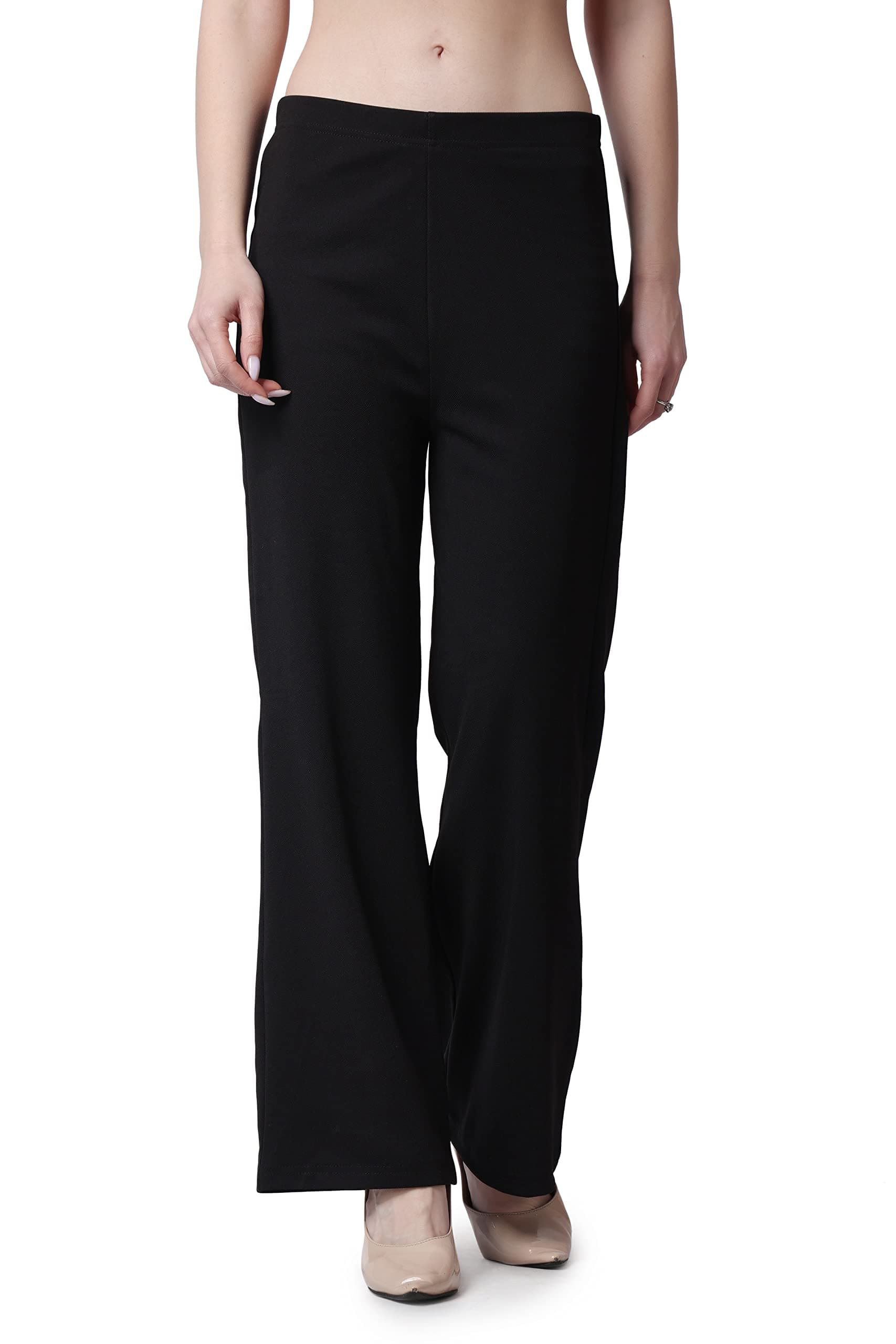 POPWINGS Formal Casual Solid Trousers for Women || Work Trousers for Women || Pull On Trousers for Women || High Waist Plain Women Trousers for Summer