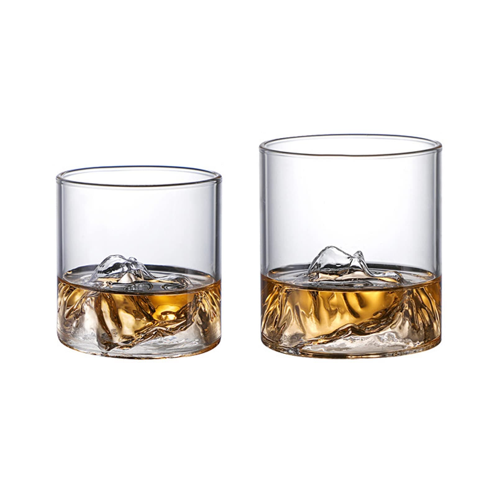 TITA-DONGMountain Rocks Glass, Drinking Glasses, Clear Japanese Whiskey Glasses Set, Whiskey Glasses Set of 2 with Mountain Imprint, Bourbon Glasses for Scotch Cognac, Bourbon, Cocktails, Rum(2PCS)