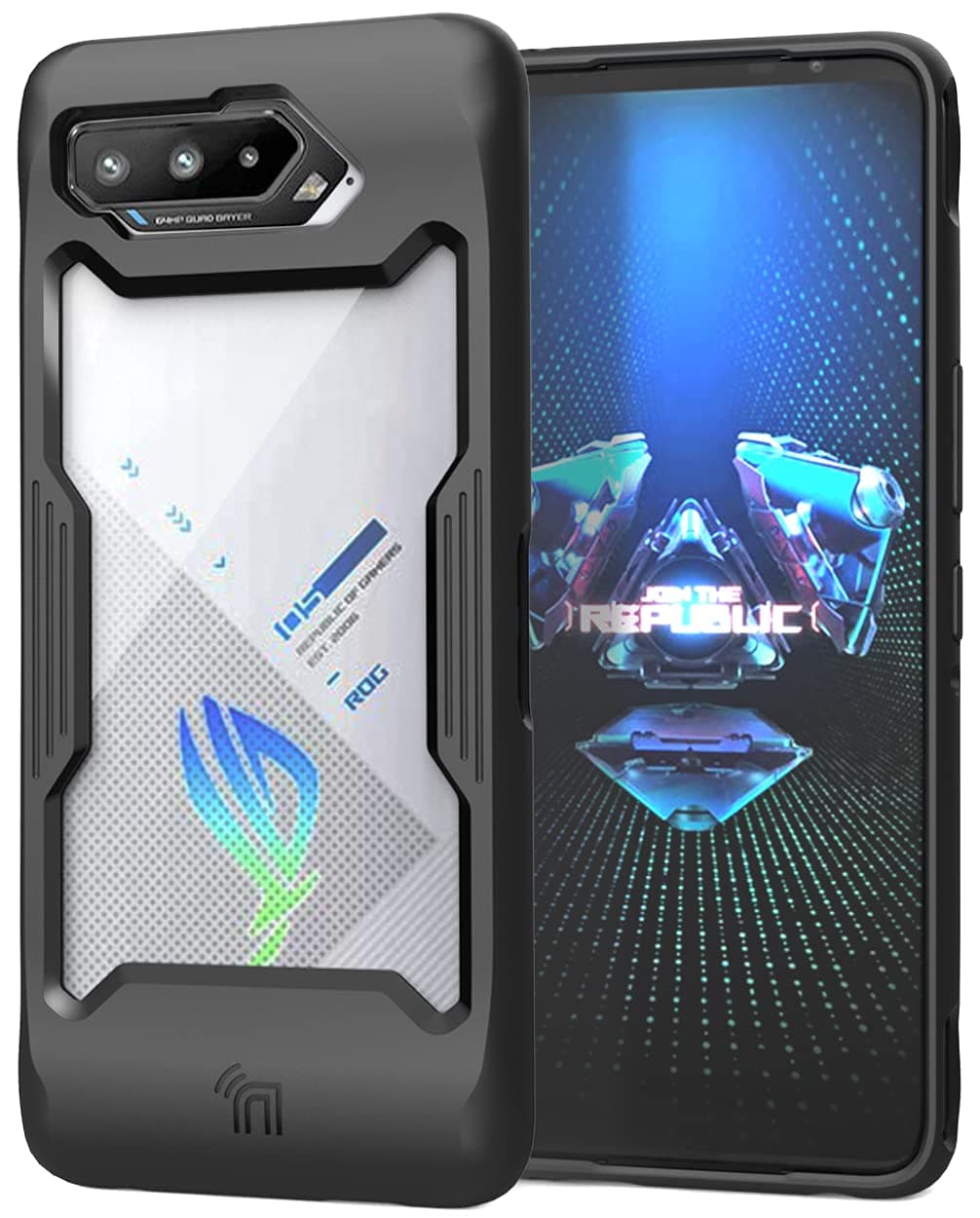Showcase Series Compatible with ASUS ROG Phone 5 / ROG 5 Pro/ROG 5 Ultimate Case, Matte Black Rugged TPU Rubber Hybrid Cover with Clear Transparent View Panel