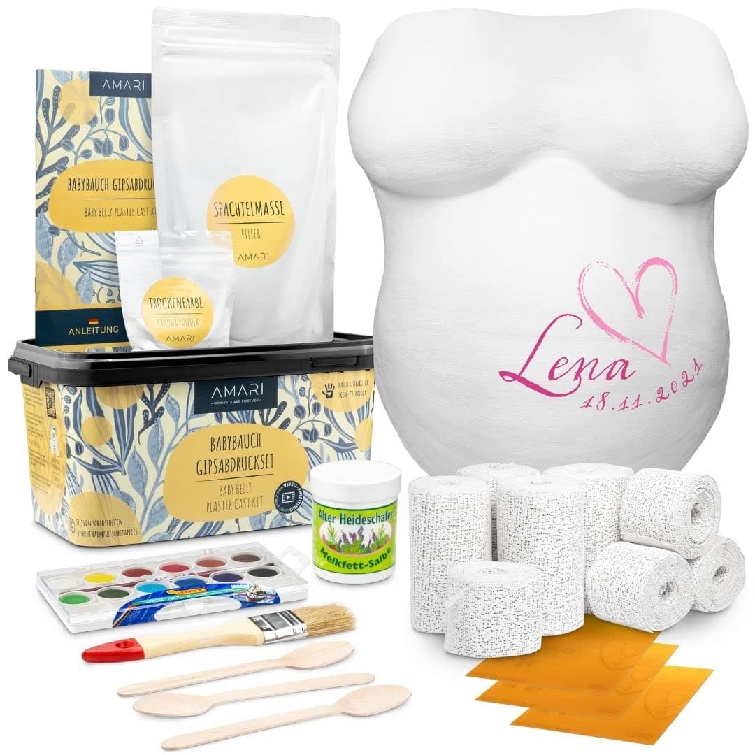 Amari ® Bump Kasting Kit - Baby Bump Casting Kit - Belly Casting Kit - Belly Casting Kit Pregnancy - Baby Bump Mold - Pregnancy Casting Kit - Pregnancy Bump Cast - Baby Bump Plaster Cast - Belly Cast