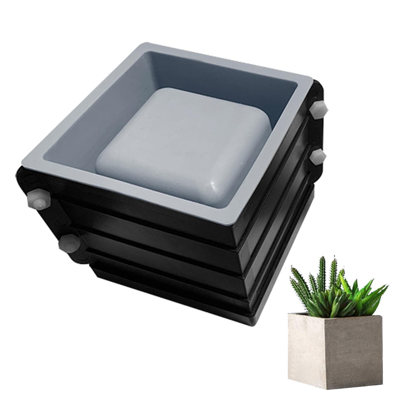 Silicone Square Concrete Molds for DIY Flower Pots and Succulent Planters - Cube Shape Jar Holder for Bonsai Decorating
