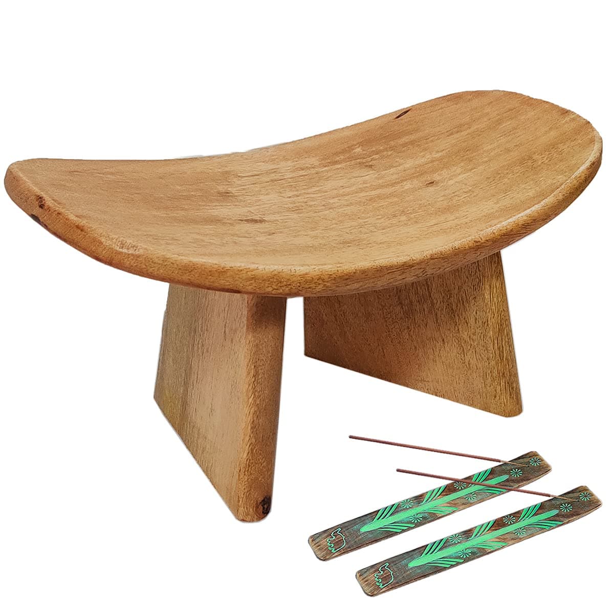 Folding Meditation Bench | Wooden Kneeling Ergonomic Chair, Seiza for Zen Posture, Yoga, Prayer Kneeler Stool, Portable, Prana, Foldable Benches (Curved Natural Finish)