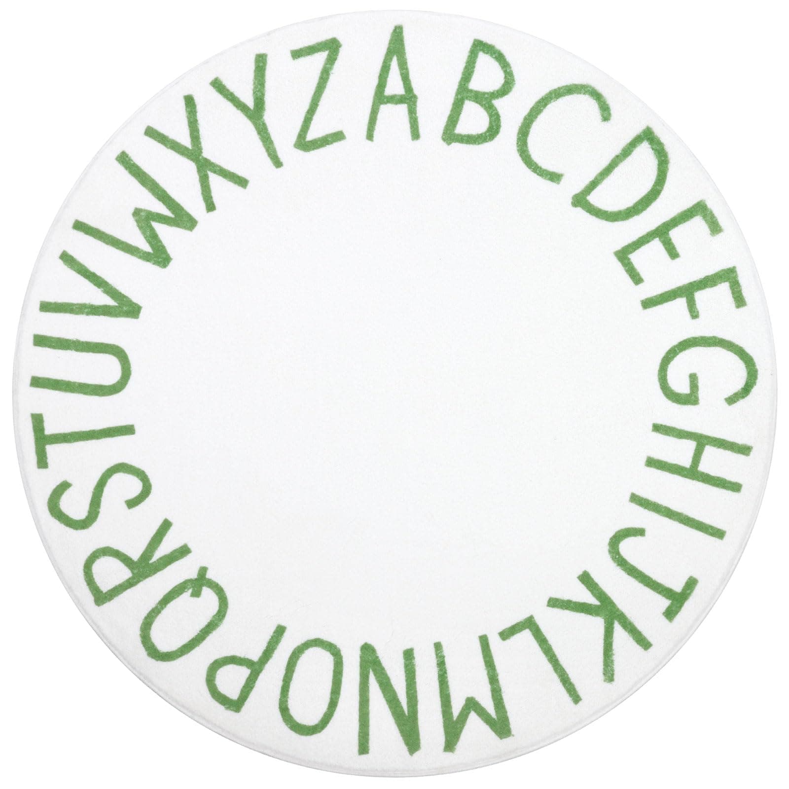 Topotdor Round Kids Play Rug Alphabet Nursery Area Rug Extra Large Soft Crawling Play Mat for Children Toddlers Bedroom (47 inch, Green/White)