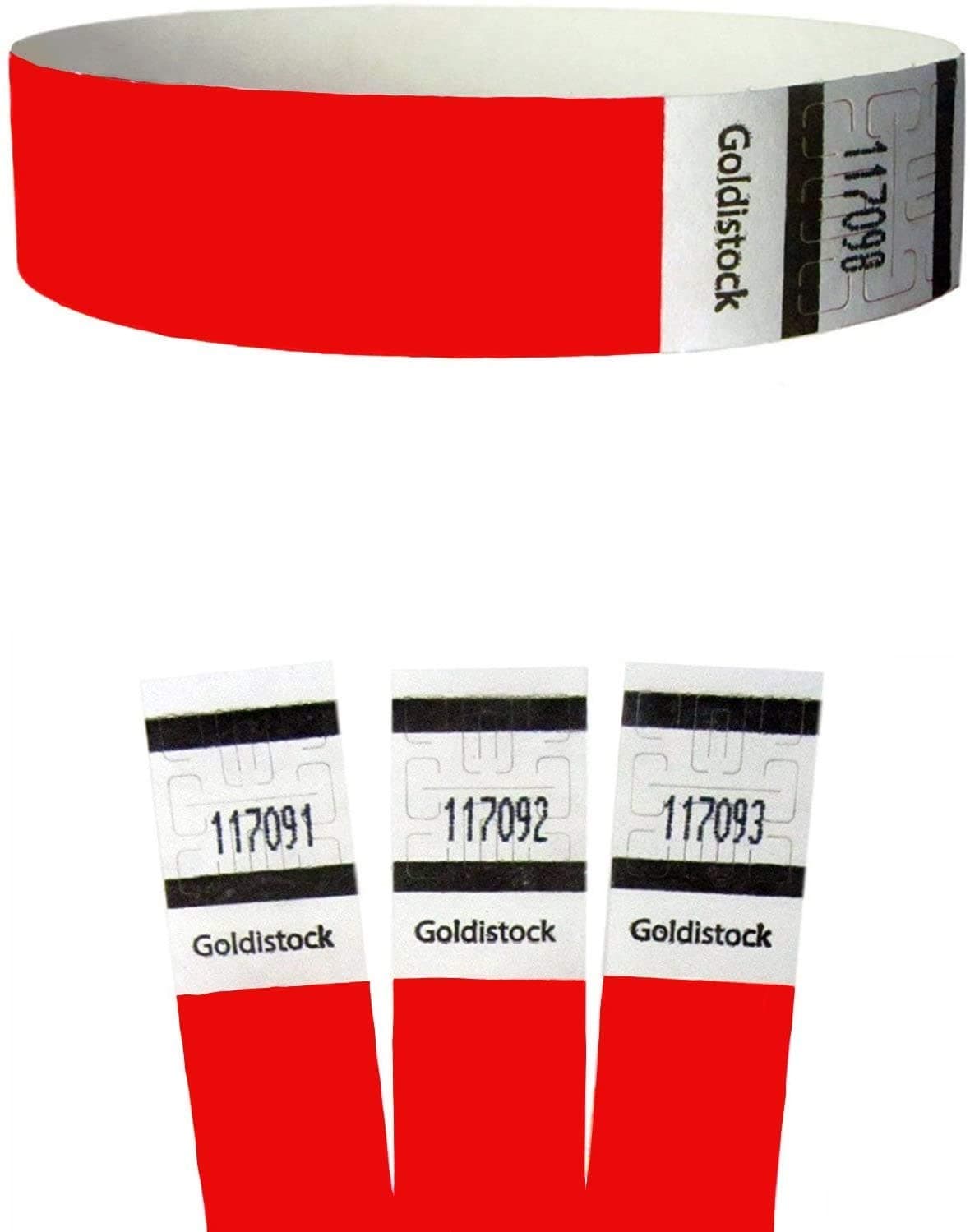 Heavier Tyvek Wristbands 7.5 Mil - Goldistock Original Series Fiery Neon Red 200 Count - ¾” Arm Bands - Paper-like Party Armbands - Heavier Tyvek Wrist Bands = Superior Events
