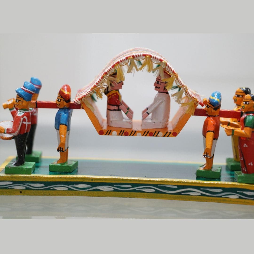 Hastha Kalalu Handcrafted Kondapalli Marriage Pallaki | Traditional Pelli Pallaki Marriage Palanquin | Navaratri Golu Dolls | Symbol of Indian Wedding Traditions | Navaratri, and Festive Decor