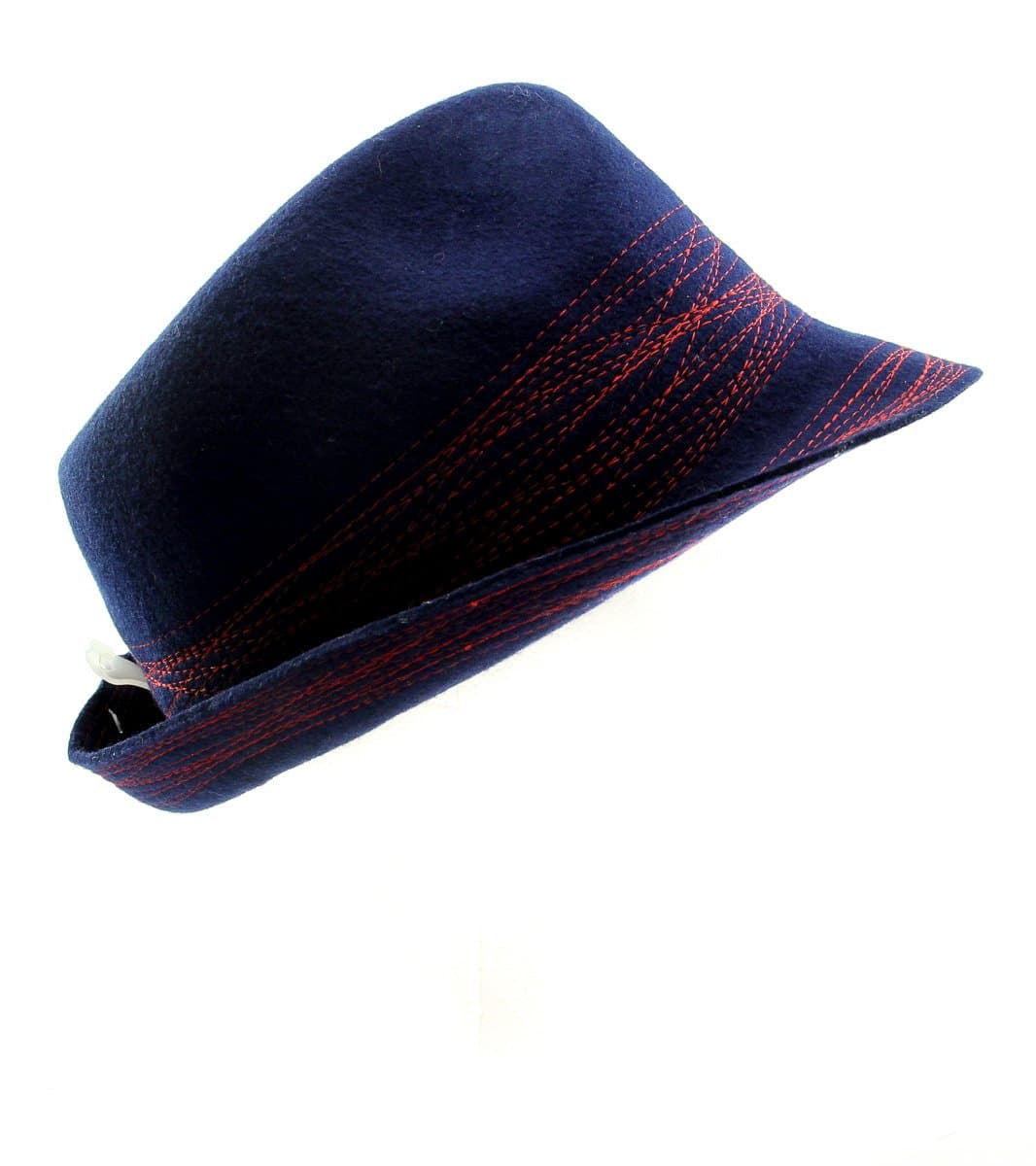 Block Headwear Men's Stitched Fedora Hat Navy/Red Size Large