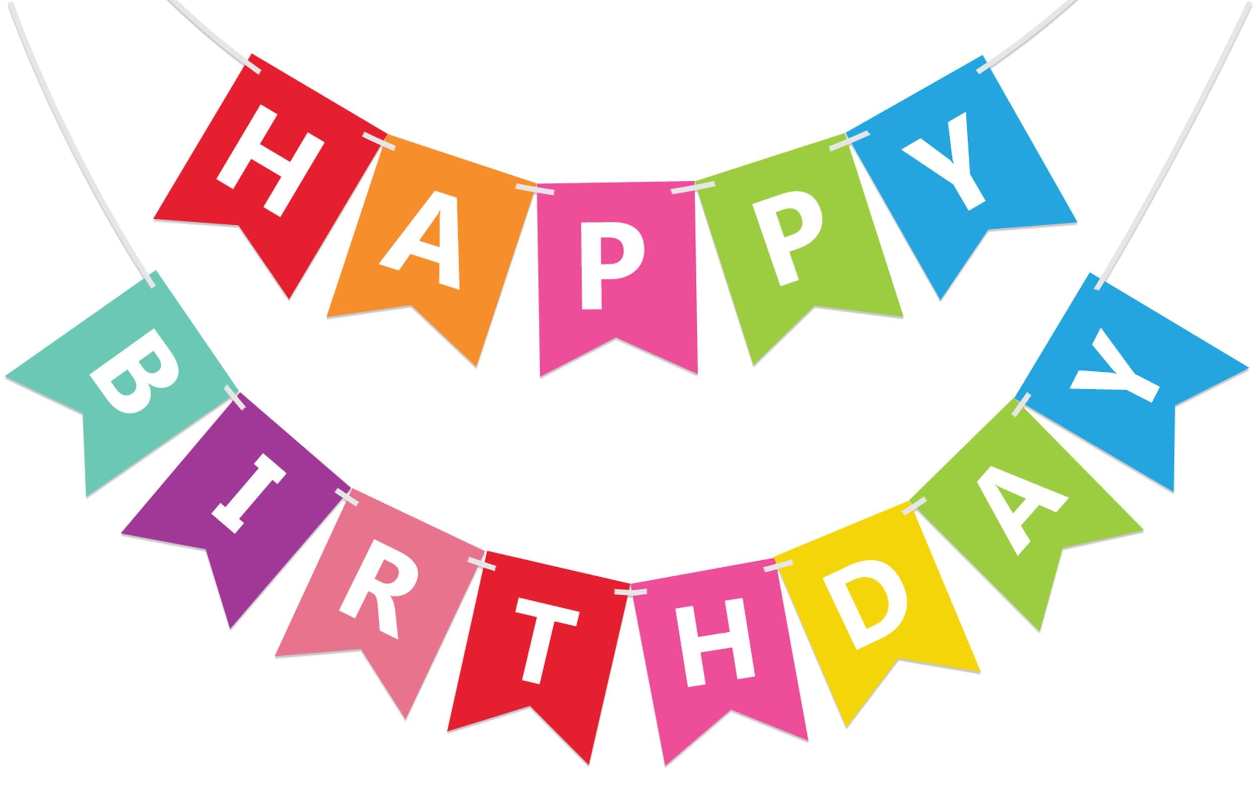 Fecedy Colorful Happy Birthday Banner Bunting for Birthday Party Decorations