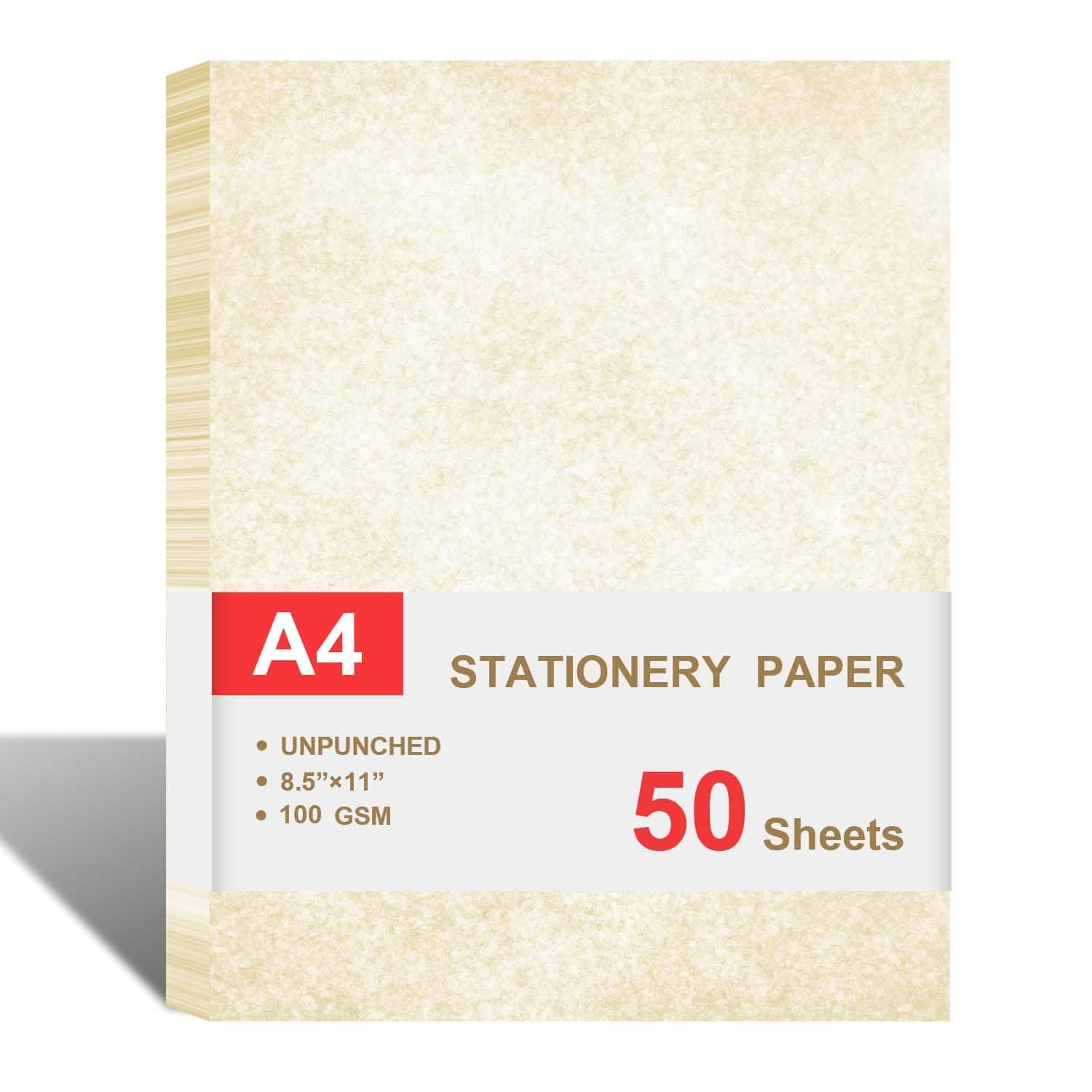 Parchment Paper for Certificates - Stationary for Resumes, Diplomas, Letter Size, 50 Double-Sided Sheets, 100gsm, 8.5" x 11" Parchment Paper