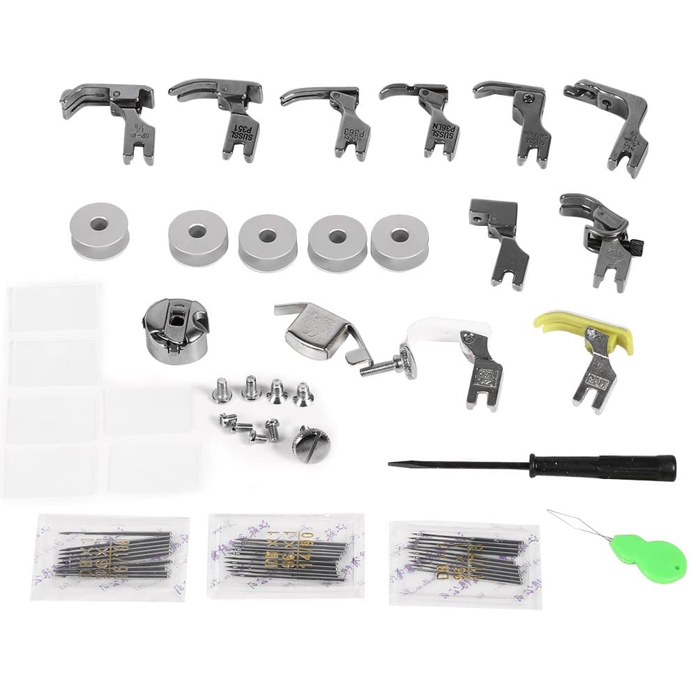 Universal 17 Piece Sewing Machine Presser Walking Feet Kit Industrial Flat Sewing Machine Parts Presser Pressure Foot Accessories with Case