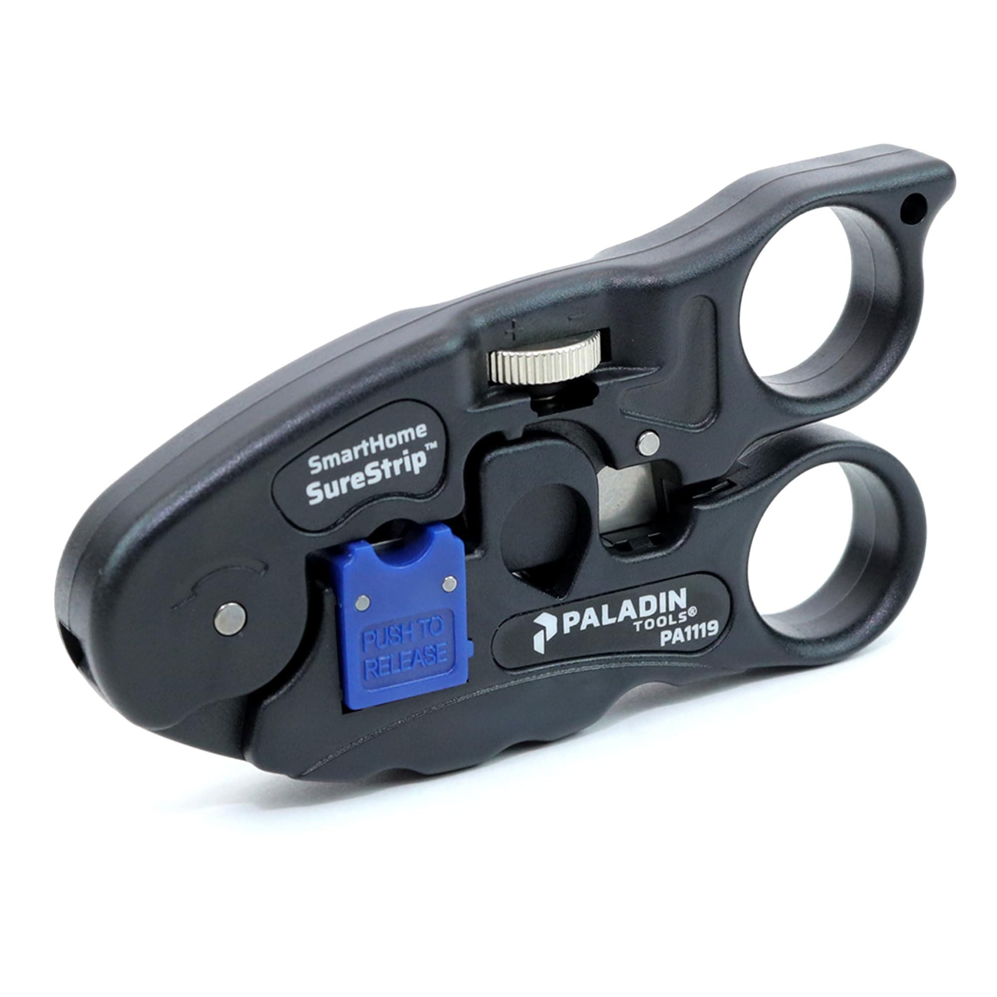 Paladin Tools PA1119 UTP/COAX Cable Stripper & Cutter | Ethernet POE RG6, RG6 Quad, RG59 Coax, CAT5, CAT5E, CAT6, UTP/STP