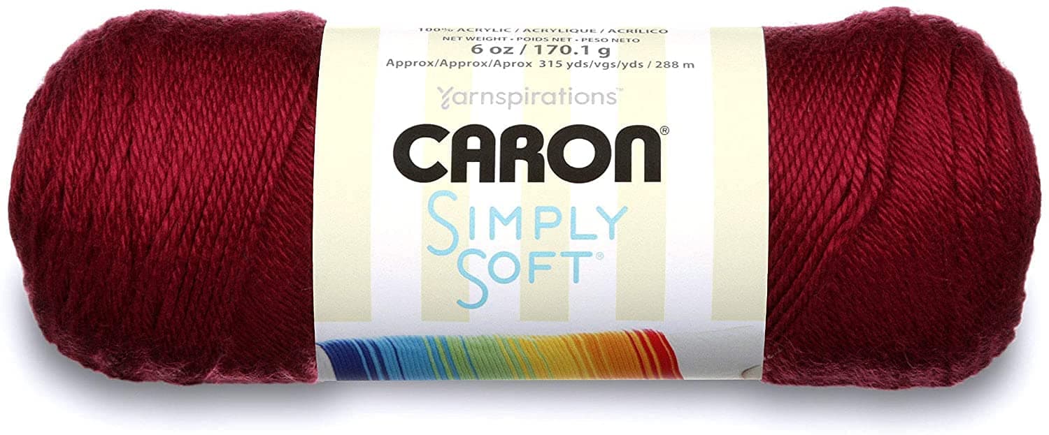 Caron Simply Soft Acrylic Aran Knitting Wool Yarn 170g - 9762 Burgundy