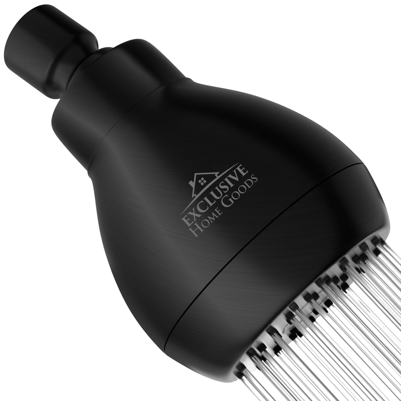 High Pressure Shower Head - Powerful Deluxe Bathroom Showerhead with Strong Spray Stream and Small Silicone Nozzles - Universal Fit Works with High and Low Water Flow Showers (Matte Black)-1.8 GPM