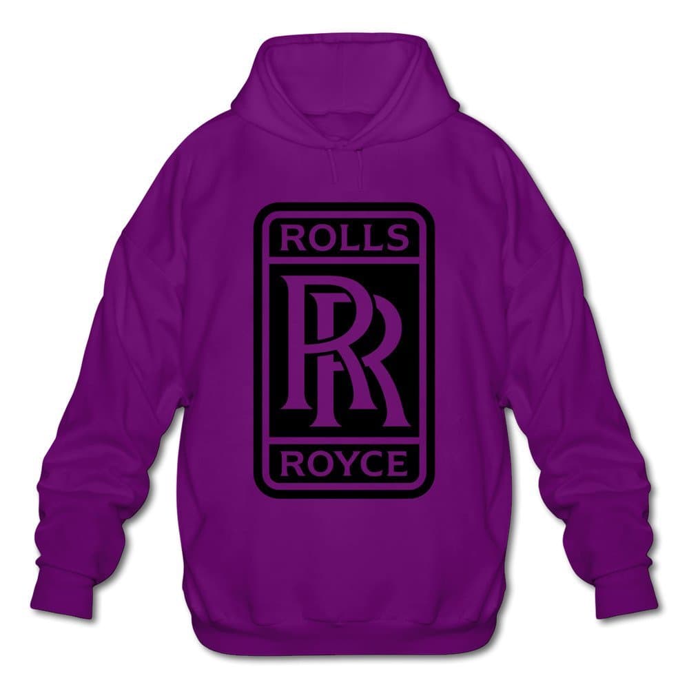 Men's Rolls Royce Logo Long Sleeve Hooded Sweatshirt Small Purple Apparel