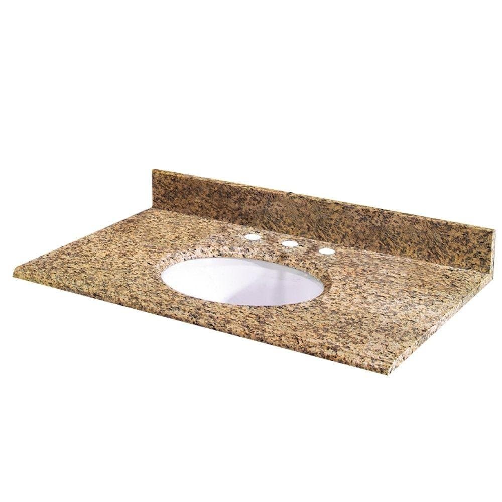 Pegasus PE25649 25-Inch Montesol Granite Vanity Top with White Bowl and 8-Inch Spread
