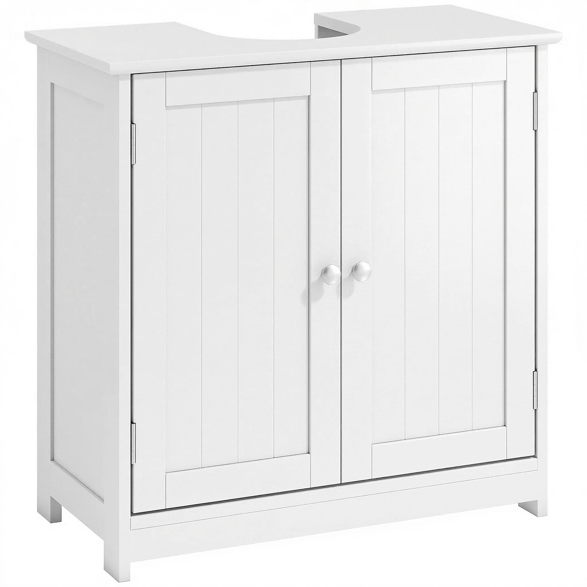 kleankin 23.5" Pedestal Sink Storage Cabinet, Freestanding Bathroom Under Sink Cabinet with U-Shape Cut-Out and Adjustable Shelf, White