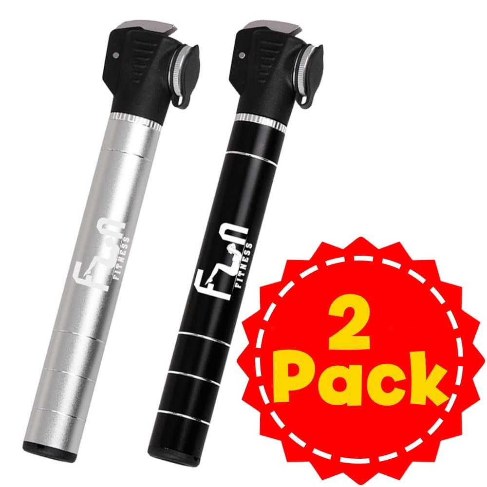 Micro Bke Pump with Puncture Repair Kit & Glueless Tyre Patch - Mini Size Yet High Volume & Portable Bicycle Air Pump - Designed For Schrader & Presta Valve & Road, Mountain, BMX Tube & Exercise Ball - Comes with 3 Best Plastic Levers and a Needle