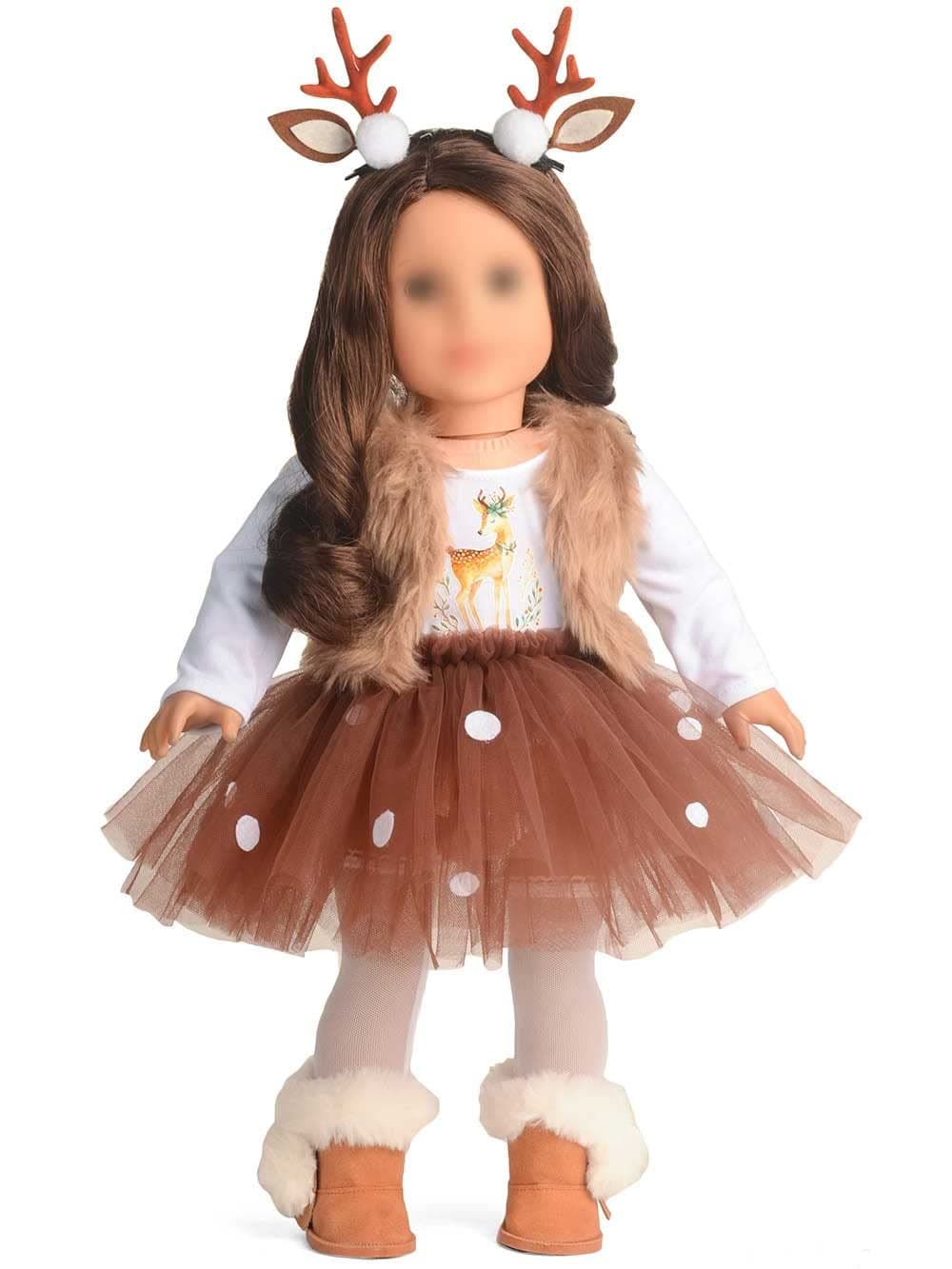 18 Inches Doll Clothes Christmas Deer Costume Tutu Dress fits 18 Inch Doll