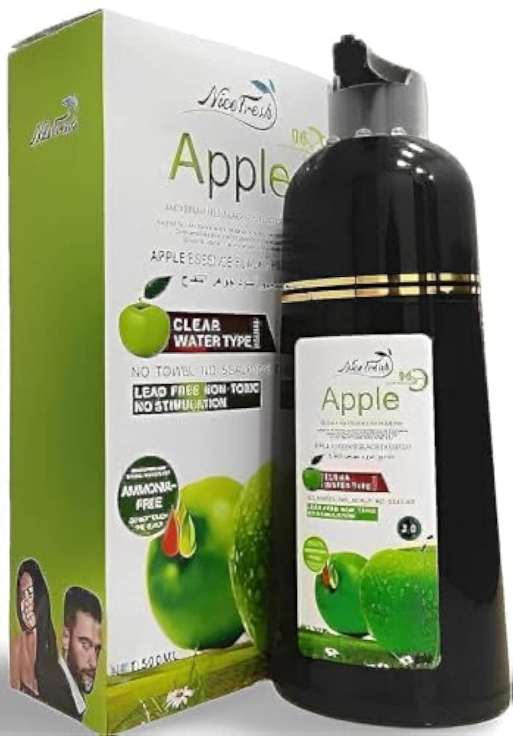 APPLE HAIR COLOUR SHAMPOO NATURAL BLACK 2.0 AMMONIA FREE 96HR (500ML)
