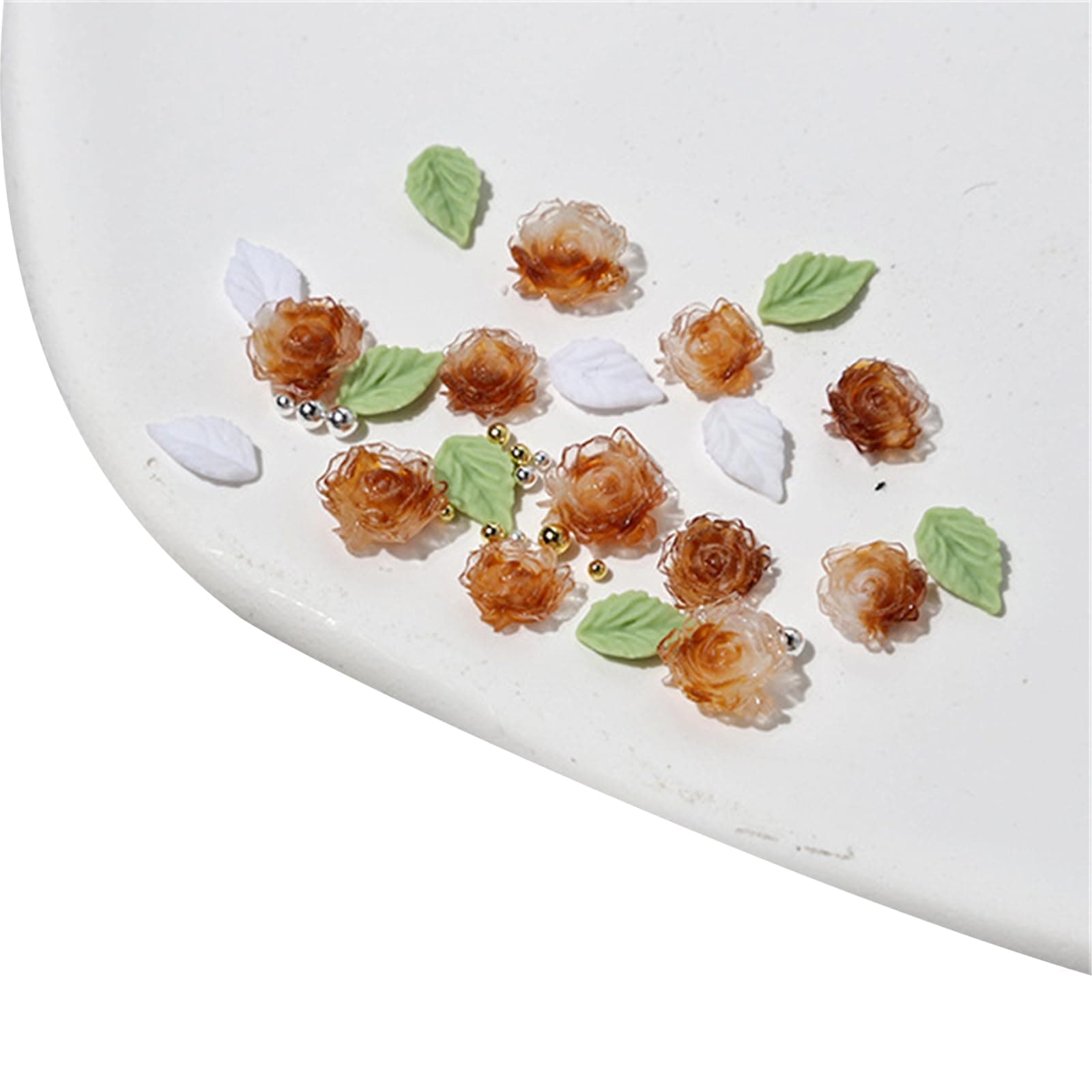 3D Flower Nail Art Charms Resin Leaf Nail Charms Steel Beads Nail Art Supplies Nail Decoration Acrylic Nails