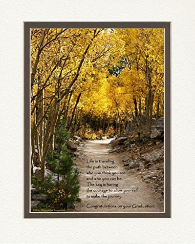 Graduation Gift, Aspen Path Photo with Life is Traveling the Path Verse, 8x10 Matted. Gifts for Graduation. Unique Gifts for Graduates.