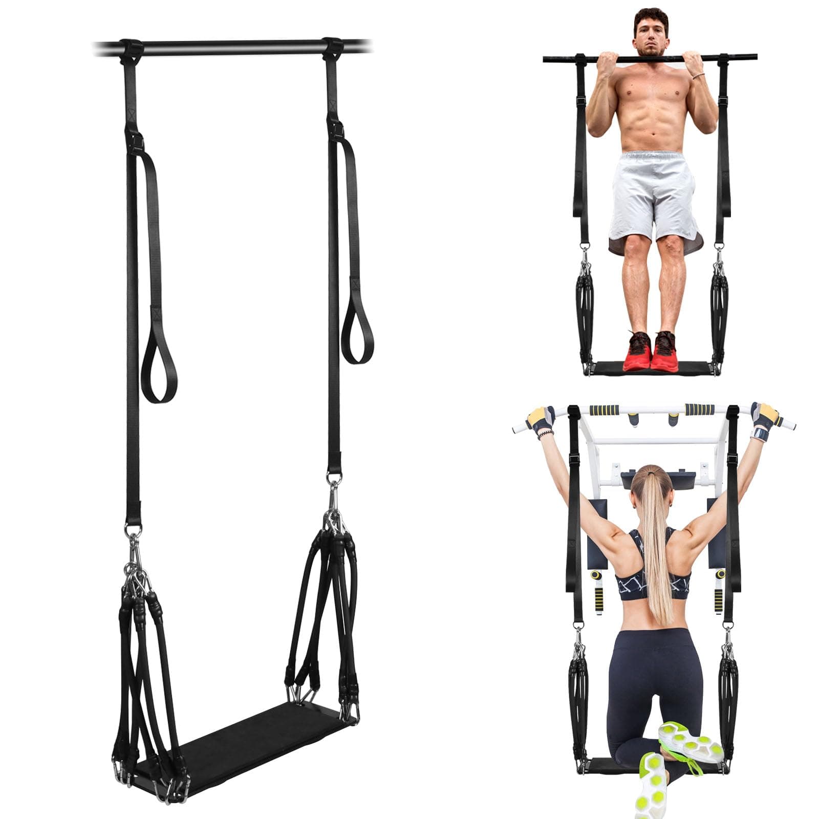 SYNTECSO Pull Up Assistance Bands, Heavy Duty Pull Up Bands with Sturdy Iron Pedal, 12 Resistance Bands for Pull Up Assist - Pull Up Resistance Bands with Adjustable Assistance for Home Gym