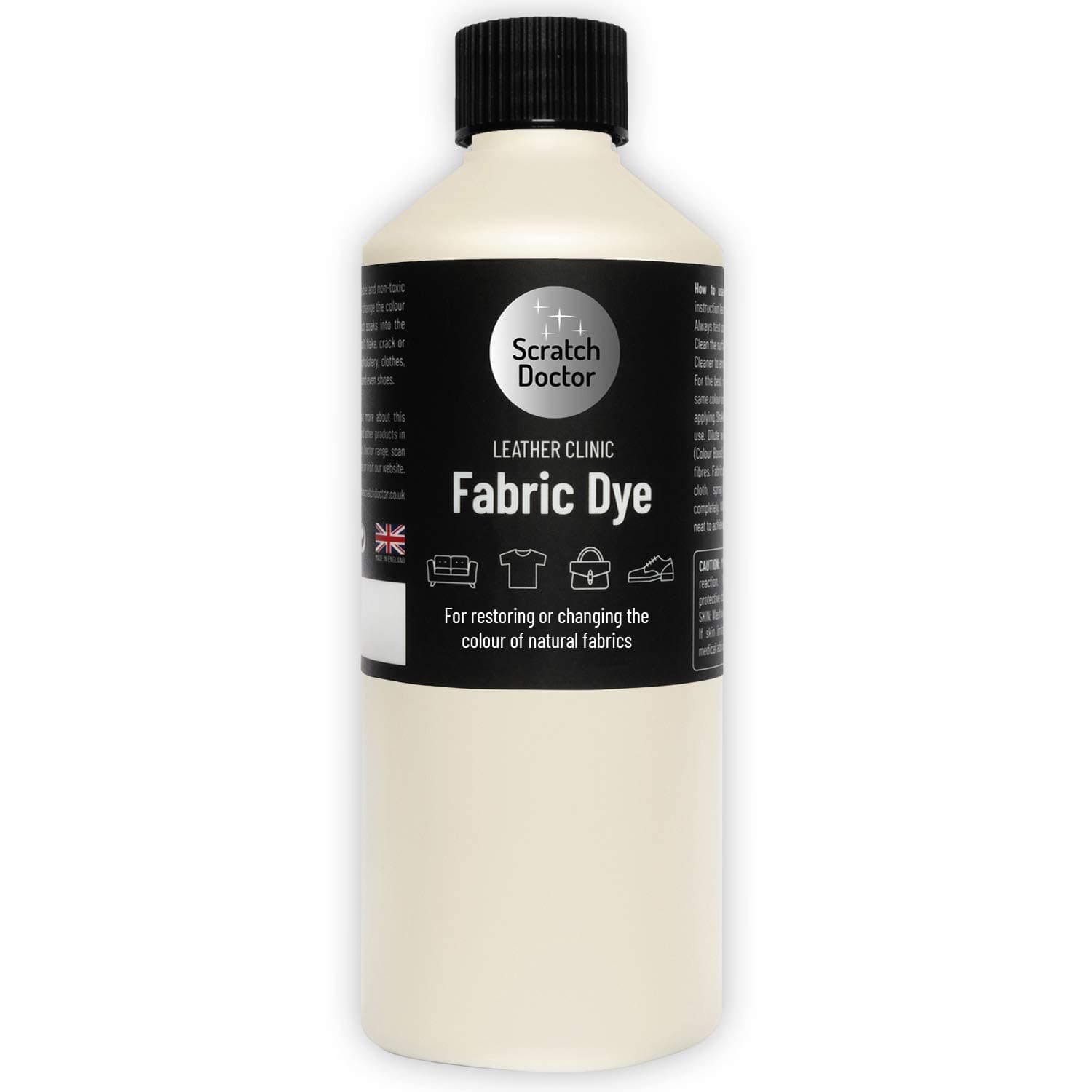 The Leather Clinic Fabric Dye Liquid for Sofa, Shoes, Denim, Clothes & more. Repairs & Re-Colours (Light Cream)