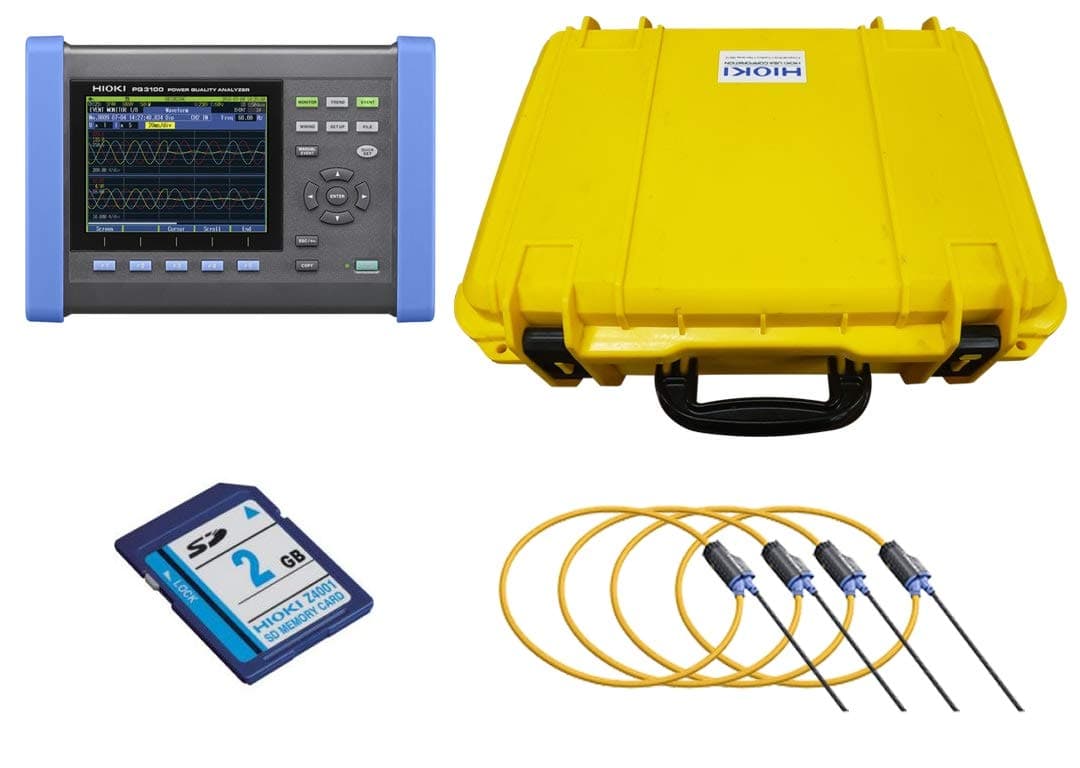 PQ3100-04/6000 Power Quality Analyzer, 3-Phase 4-Wire with Four 6000 A sensors and accessories