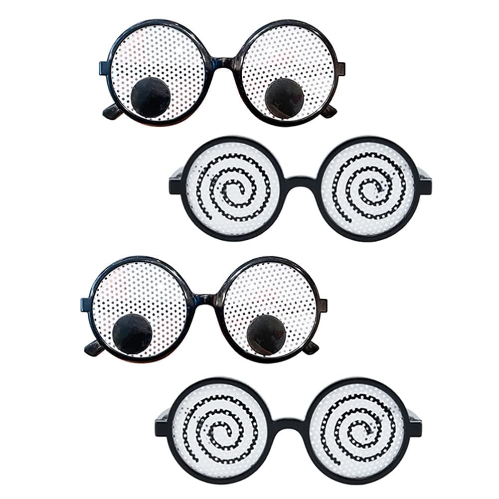 4pcs Googly Eyes Glasses, Cosplay Party Glasses, Funny Glasses with Vertigo Effect Party, Shaking Costume Eyes Glass