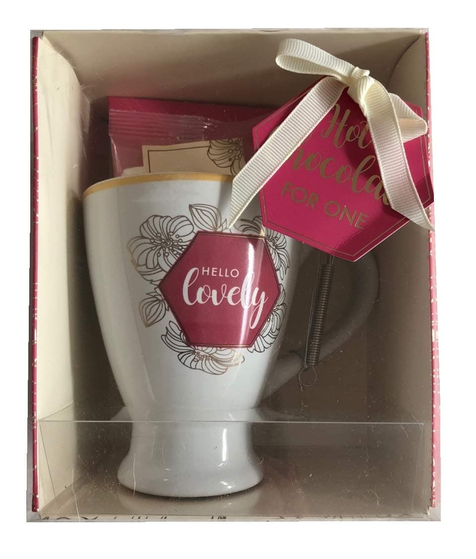 Hot Chocolate For One Hot Choc, Mini Marshmallows & Mug Gift Set (Pink & White)