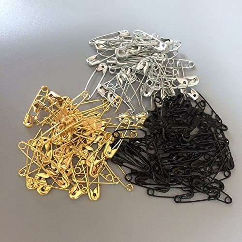 100 PCs Safety Pins, Safety Pins Craft Black Silver Gold Metal Small Pin, Safety Pins Colored Sewing Clip, 19 mm (Black)
